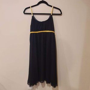 Girl's Black Dress with Gold Details